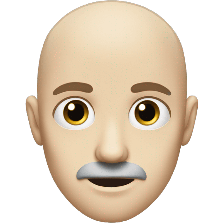 Young Polish skinny trained guy with Blue eyes, a bald, a mustach and little bit scares around the eyes emoji