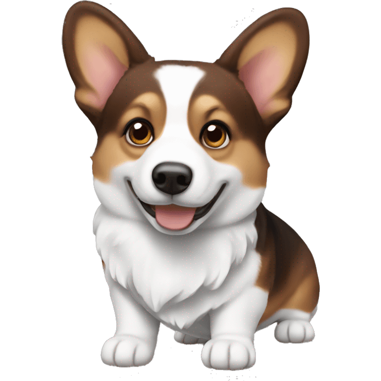 dark brown and white corgi emoji