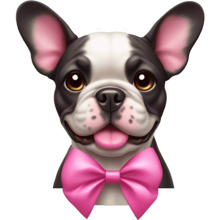 French bull dog with pinkbow emoji