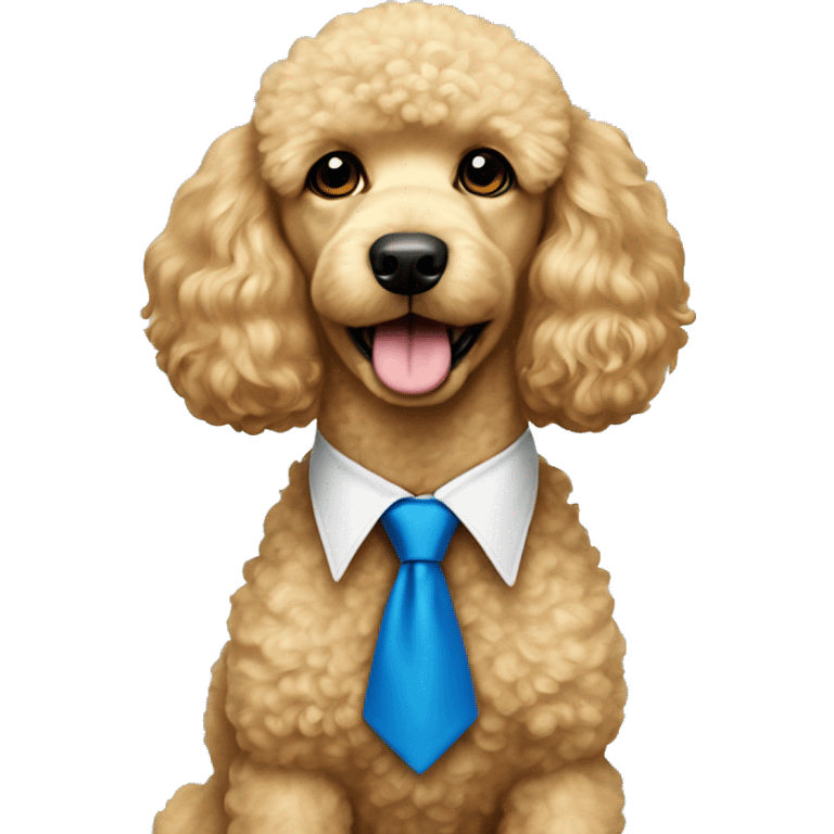 Golden poodle mini wearing a blue tie emoji