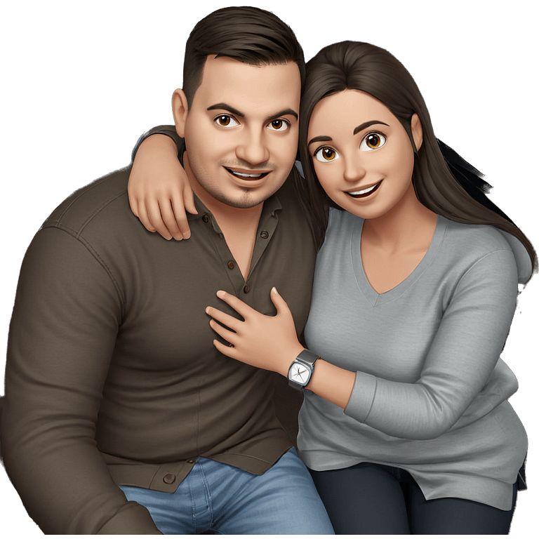 happy couple in casual style emoji