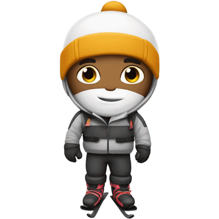 white guy with stubs in skiing gear emoji