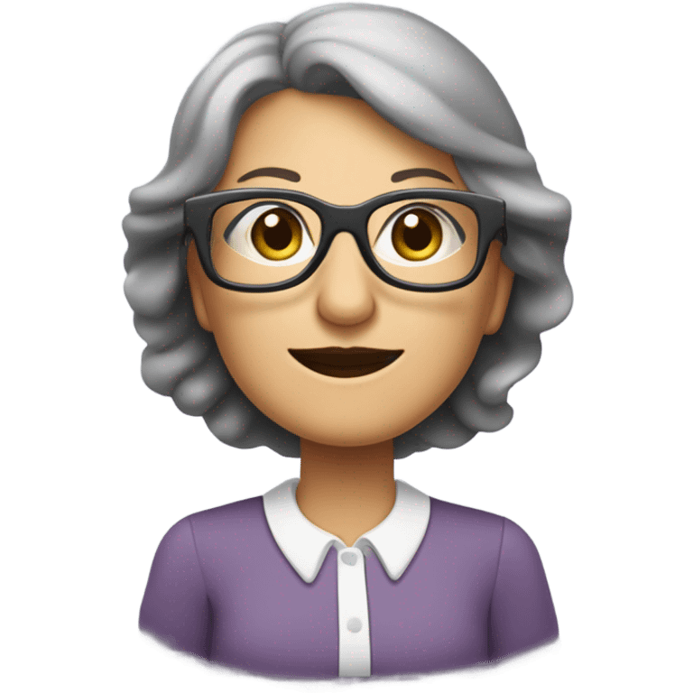 tête d'une grand-mère avec des lunettes carrées arrondies avec un style moderne emoji