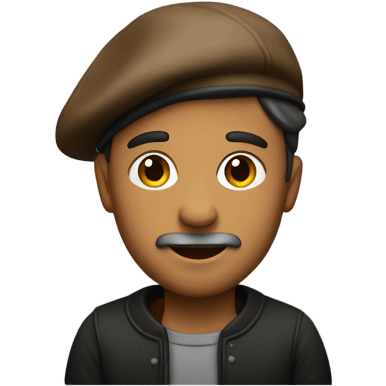 Homme brun avec un beret noir emoji