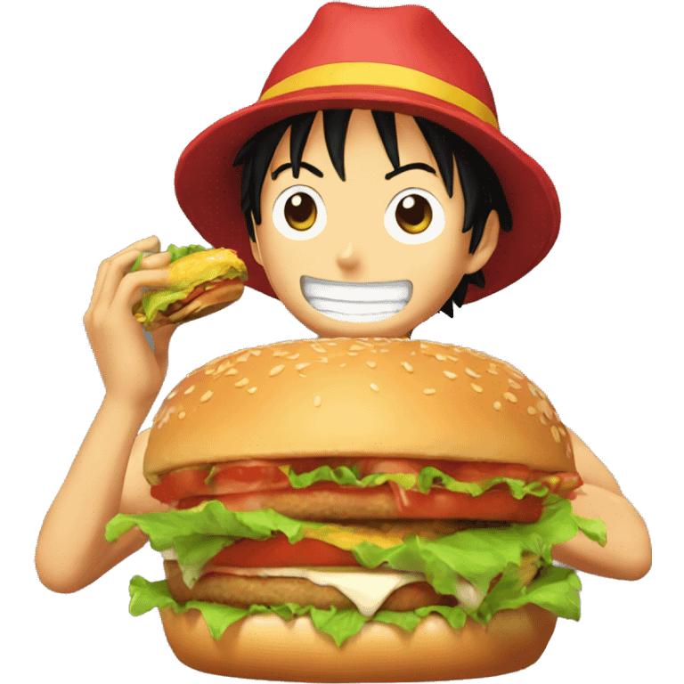 Luffy qui mange un Burger  emoji