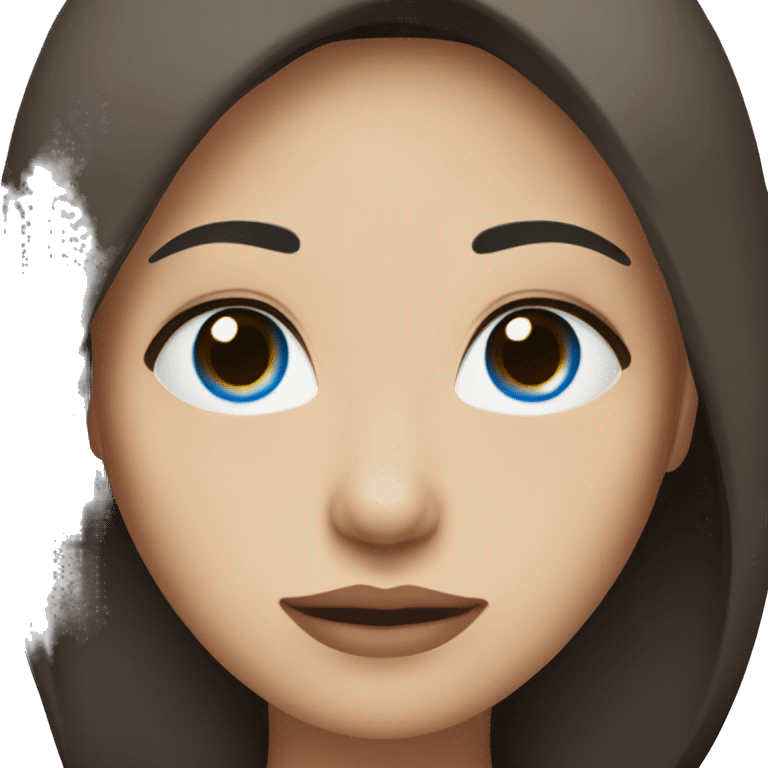 A woman with white skin, blue eyes, and long straight dark brown hair. emoji