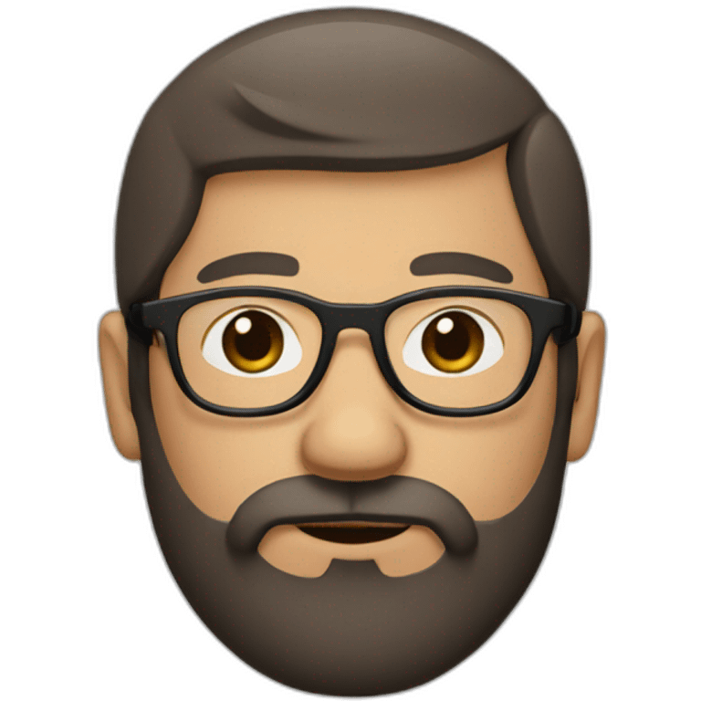 man with dark brown and white beard with rimless glasses emoji