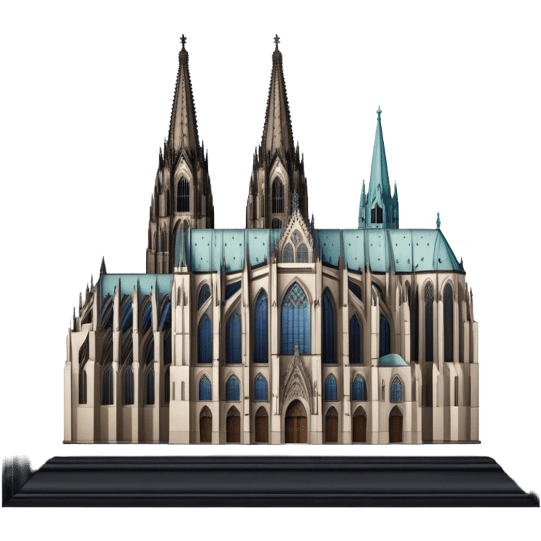 Cinematic Realistic Cologne Cathedral Landmark Emoji, showcasing Gothic architecture rendered with detailed stone textures and majestic, dynamic lighting. emoji