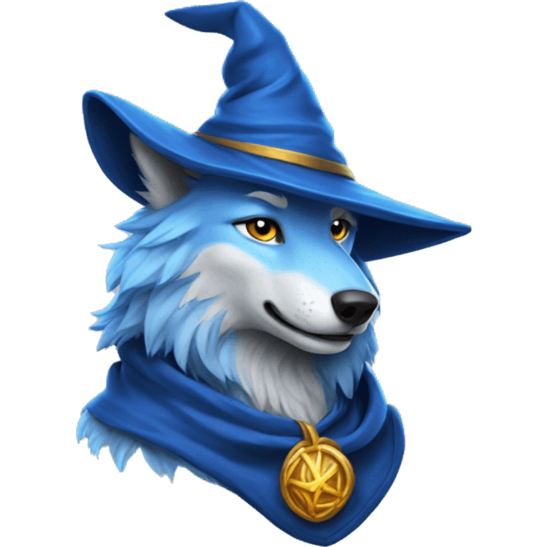 Blue Wolf, wizard hat, furry emoji