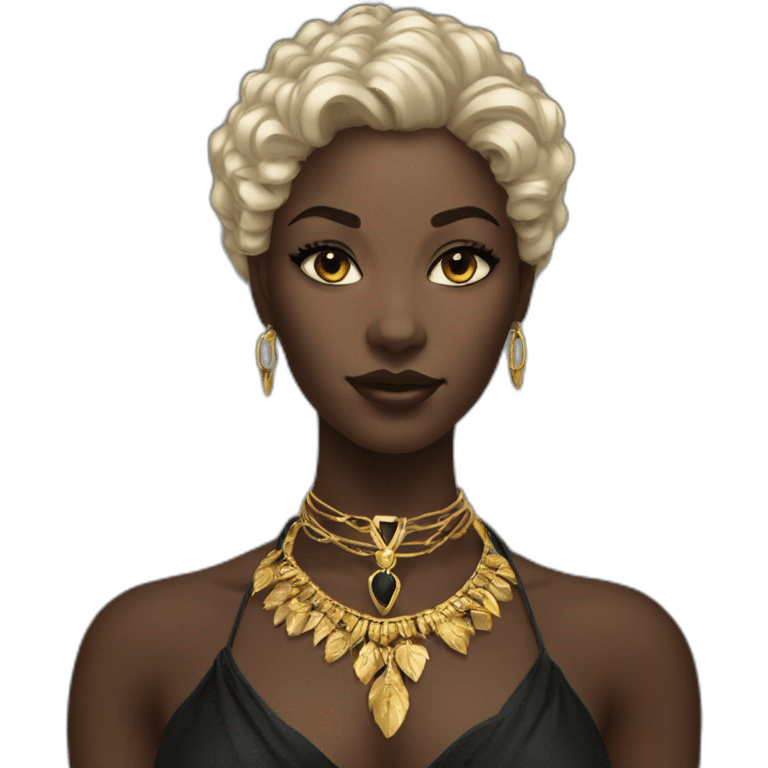 A Beautiful Black panther woman with gold necklace emoji