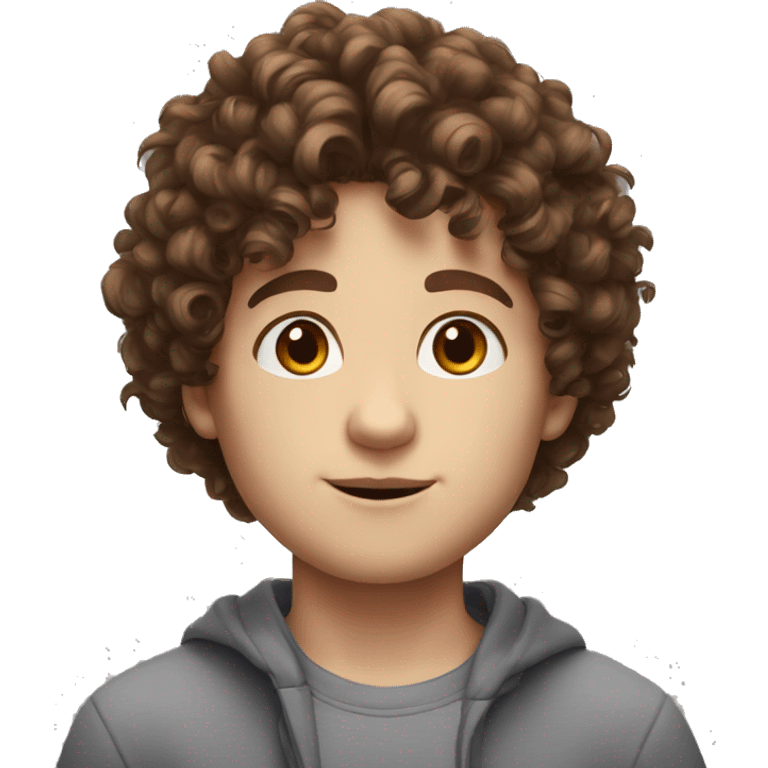 realistic boy in 4k, curly hair white skin and brown eyes emoji