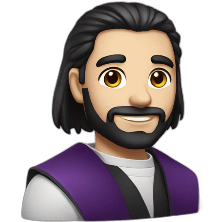 dark hair priest with purple eyes handsome flirty emoji