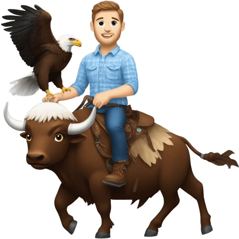 Josh Allen riding a búfalo with an eagle on his arm  emoji