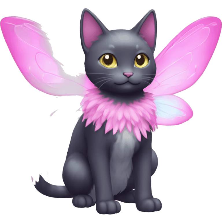 Shiny Pink Grass-type-Fairy-type-Fakémon-Cat full body emoji