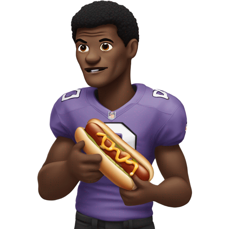 lamar jackson eating a hot dog emoji