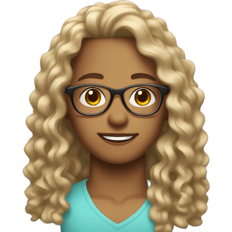 make a teenage with with curly long hair and clear glasses emoji