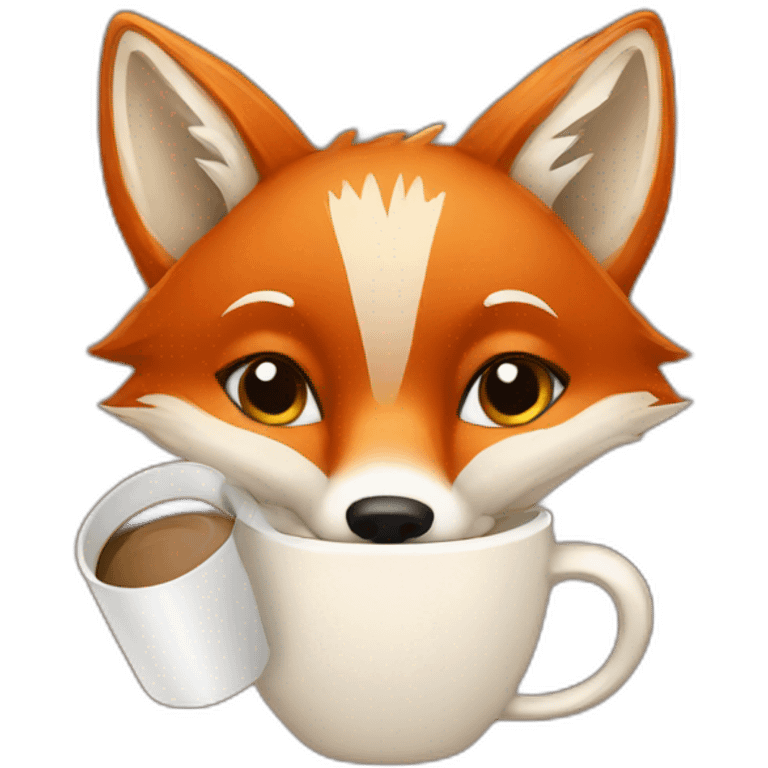 fox drinking coffee emoji