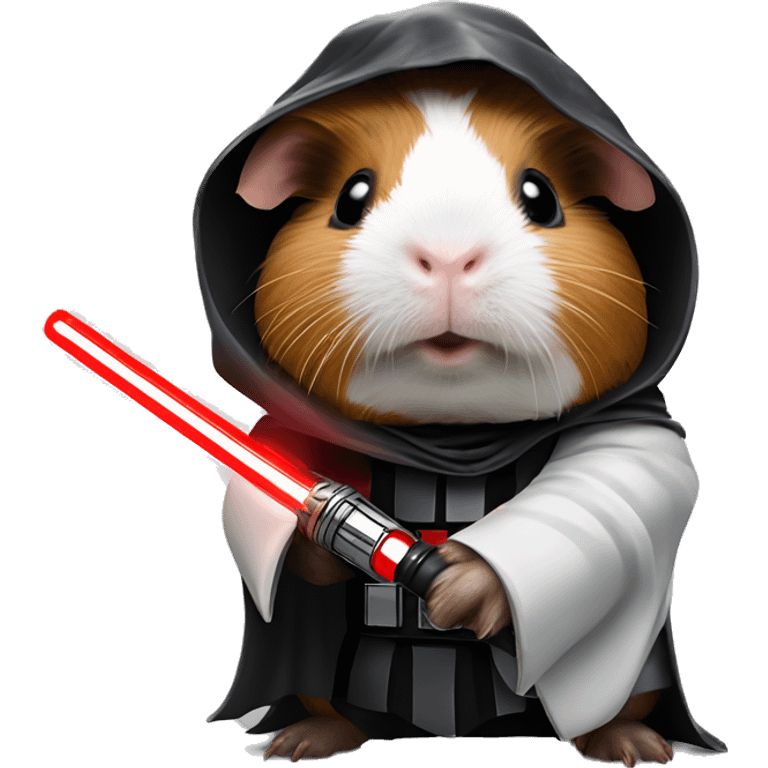 Guinea pig as Darth Vader holding a red light saber￼ emoji