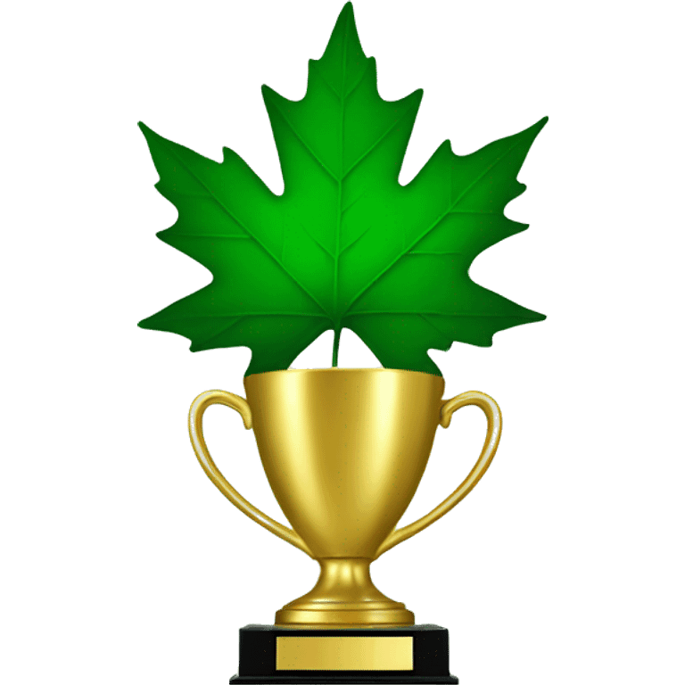 Green Maple Leaf Add a gold trophy emoji