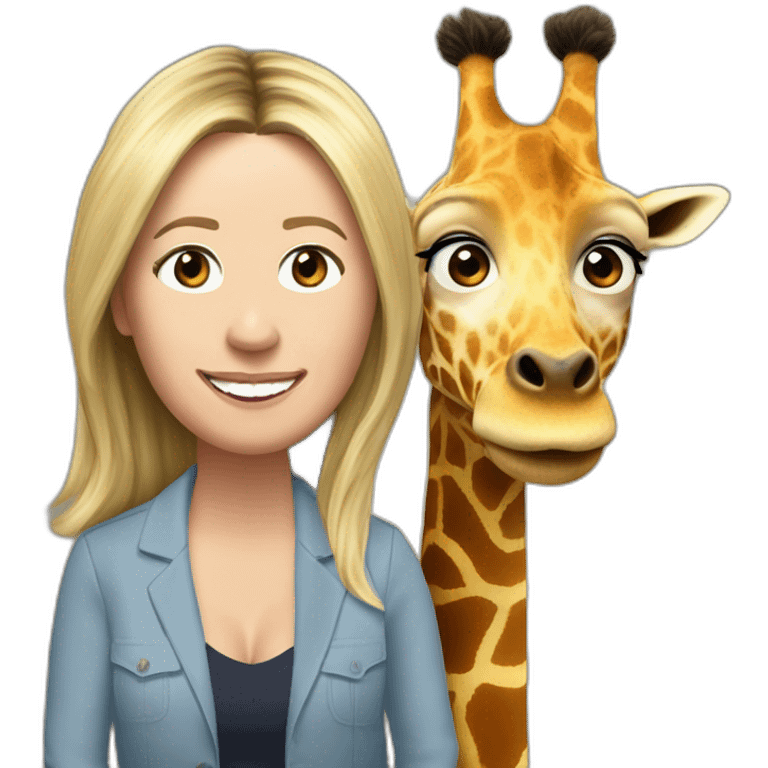 Victoria Coren-Mitchell and Phil Mitchell riding a giraffe emoji