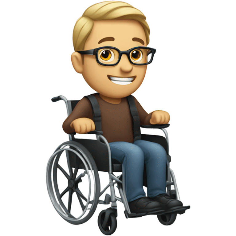 crippled man in a wheelchair wearing glasses emoji