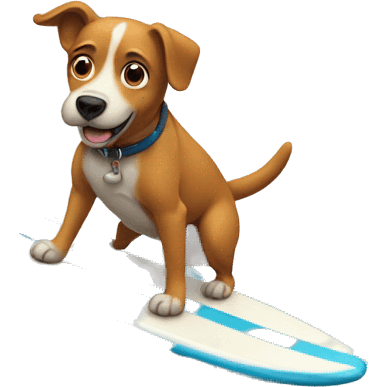 A dog surfing emoji