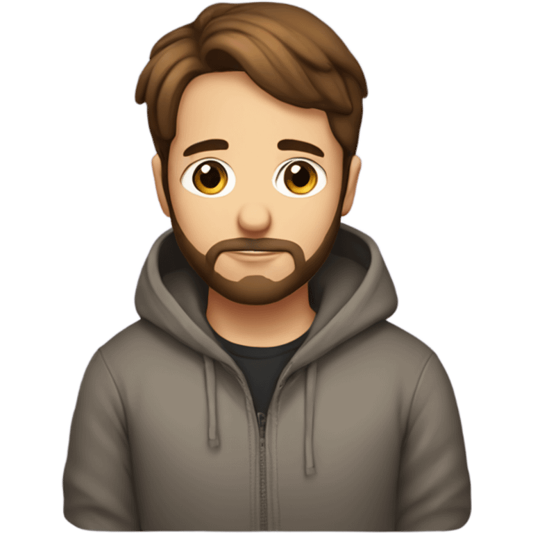 Handsome man with brown hairs and 3 days beard wearing a hoodie as he is praying emoji