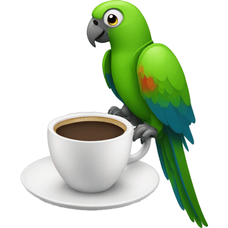 parrot with cup of coffee emoji