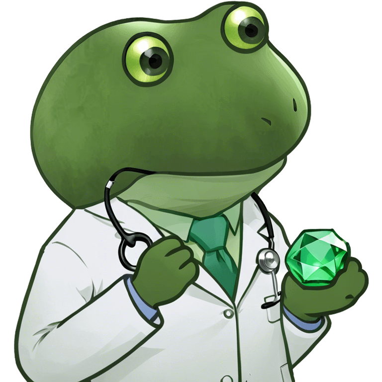 doctor bufo holding a green gem emoji