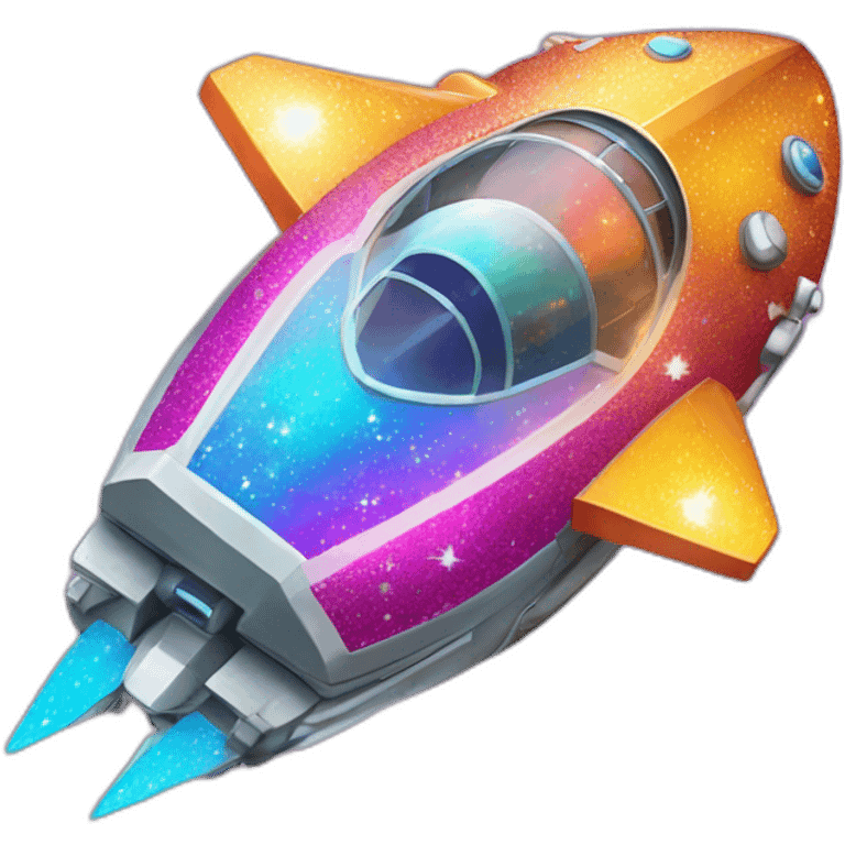 colorful sparkles spaceship emoji