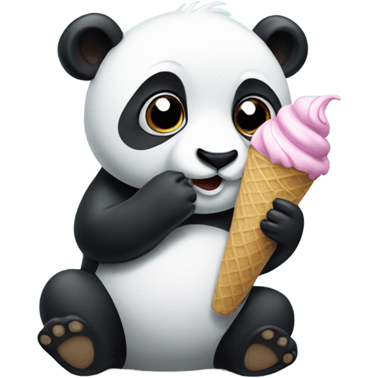 Panda eating ice cream emoji