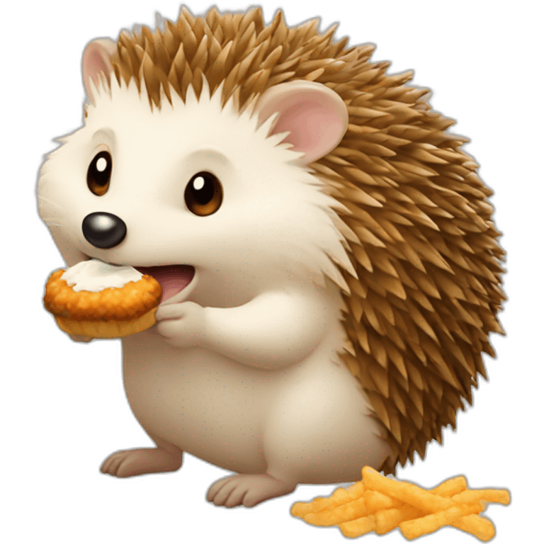 Hedgehog eating fried chicken emoji