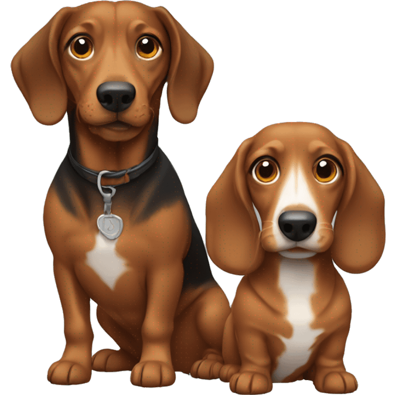 Couple with two dachshunds emoji