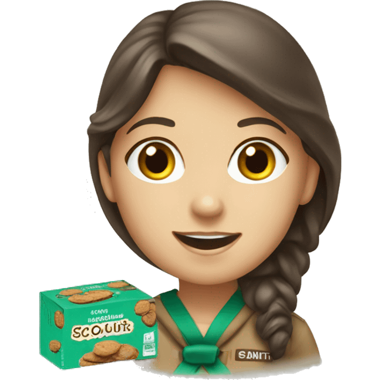 white girl scout selling cookie emoji