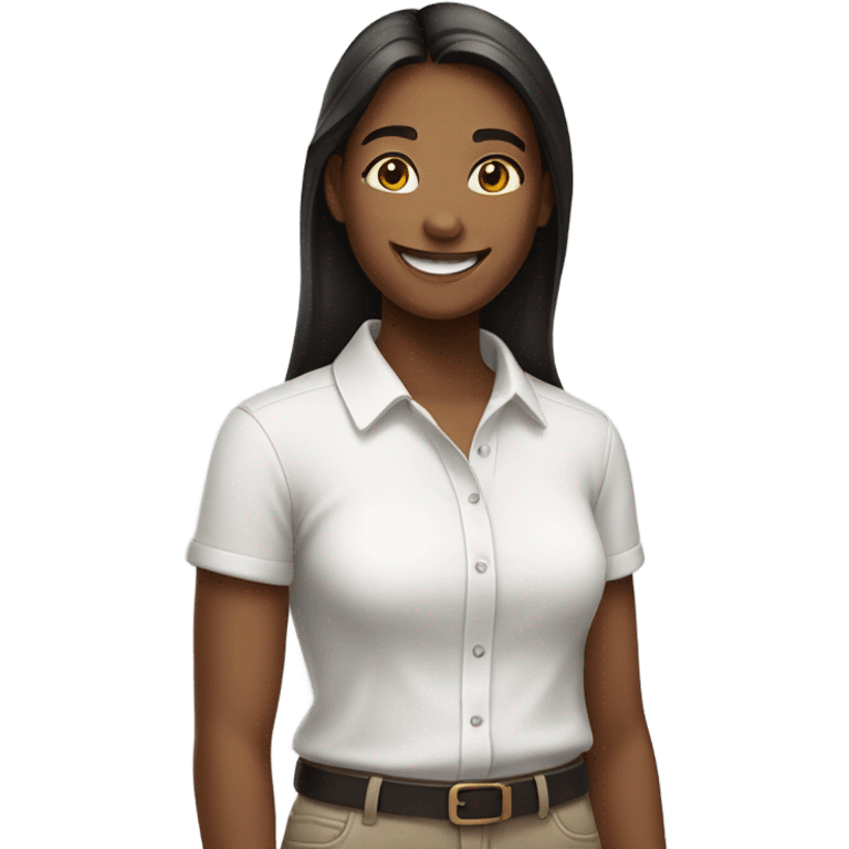 smiling girl in white shirt emoji