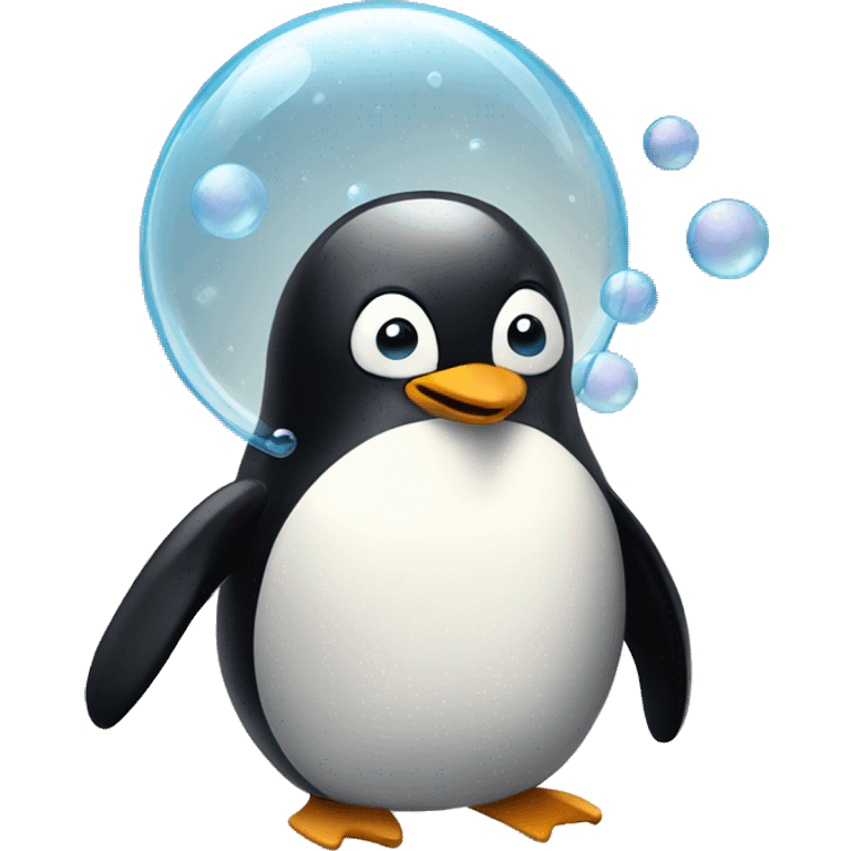 penguins with soap bubble emoji