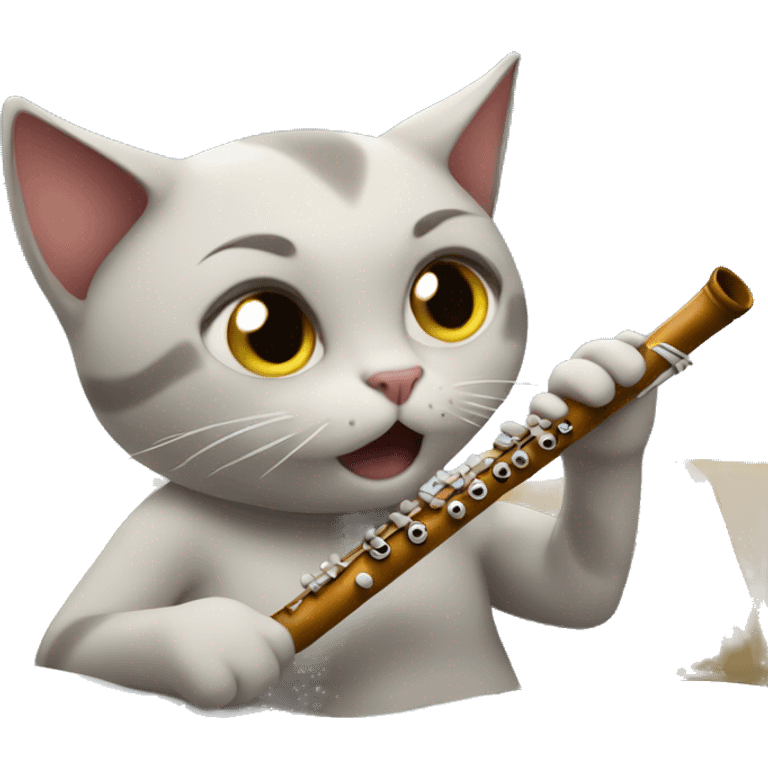 A cat playing the flute in bed emoji