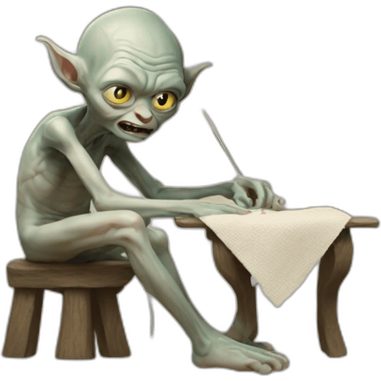 Gollum sewing with needle  emoji