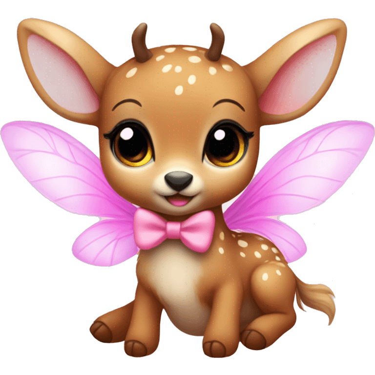 baby deer with fairy wings and a pink bow around its neck  emoji