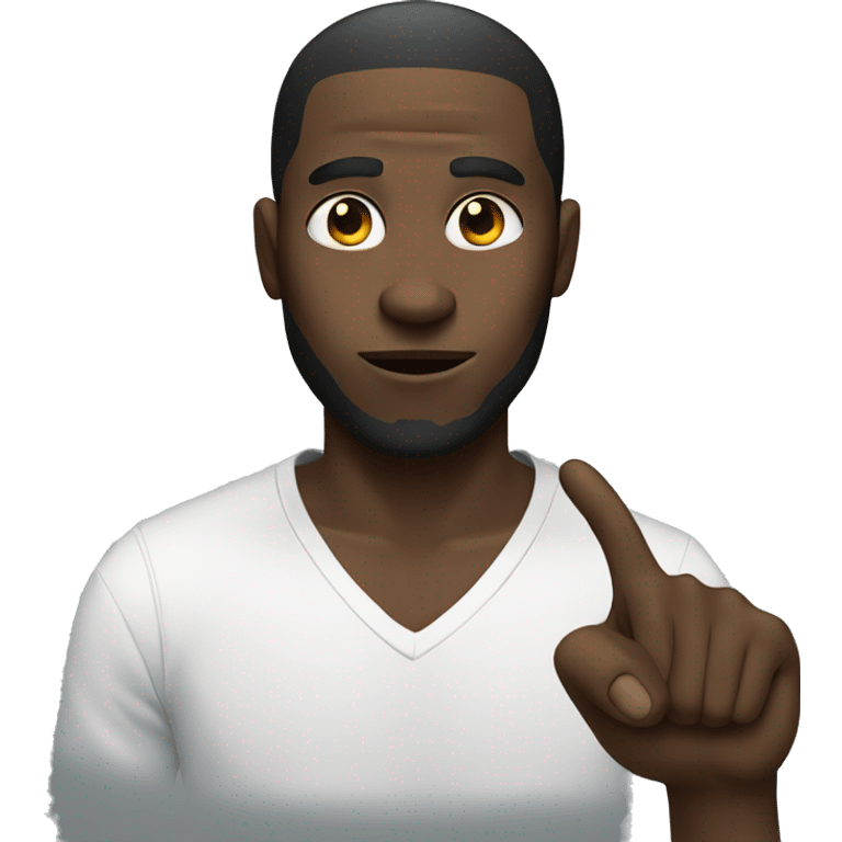 Black man with a finger emoji