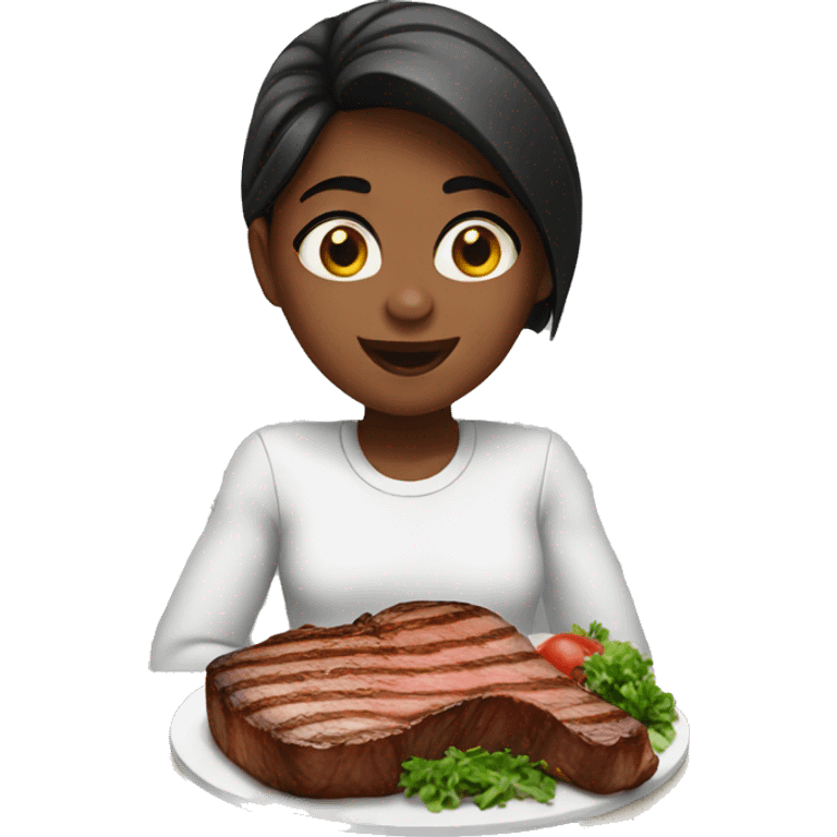 Girl eating steak  emoji