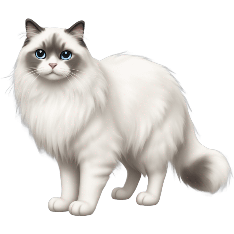 Ragdoll fluffy white and grey cat emoji