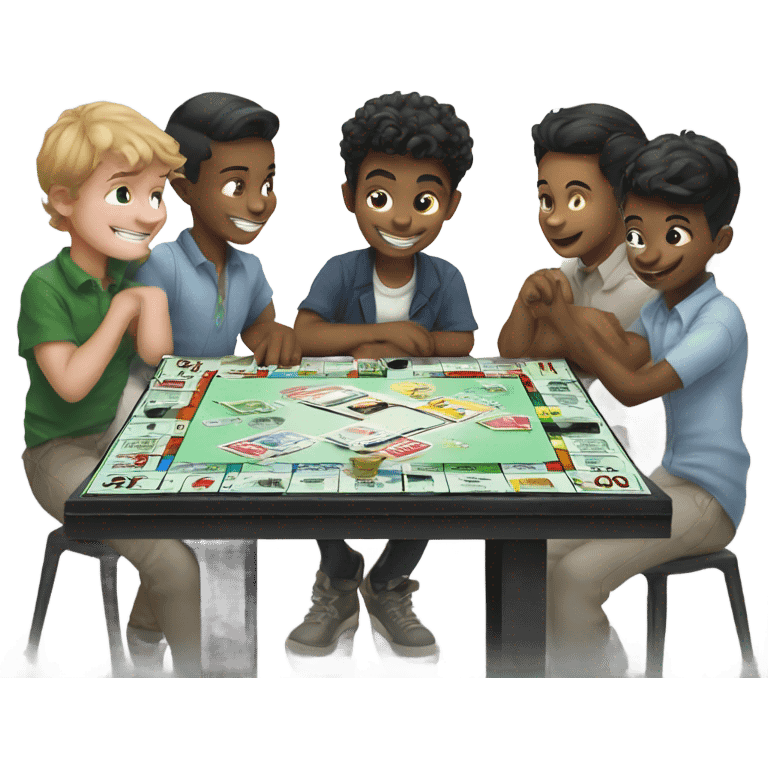 group of boys playing monopoly  emoji