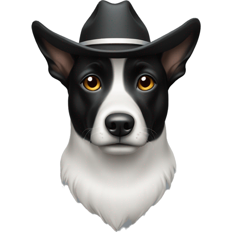 Black dog wearing white cowboy hat emoji