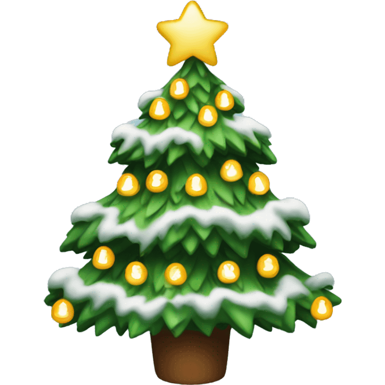 christmas tree with snow and lights  emoji