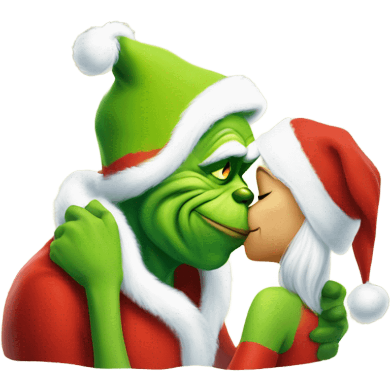 the grinch kissing santa emoji