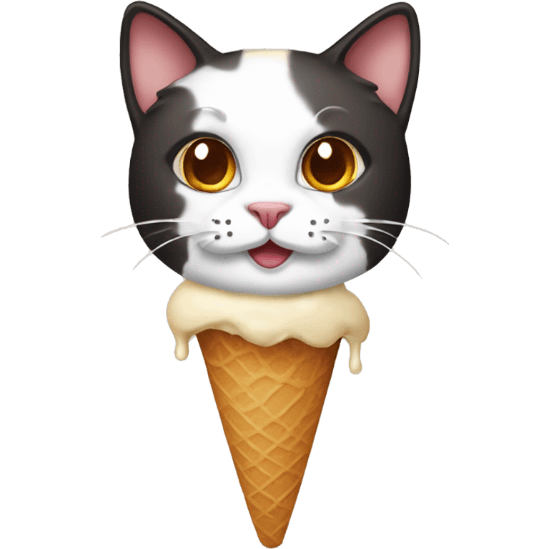 Icecream with dark calico cat emoji