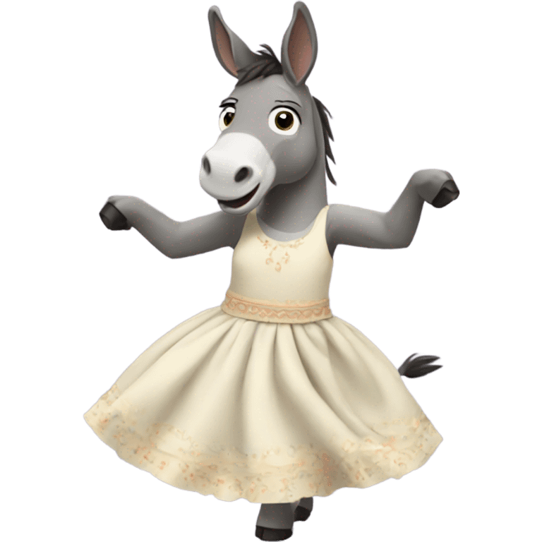 A donkey is dancing in a dress. emoji