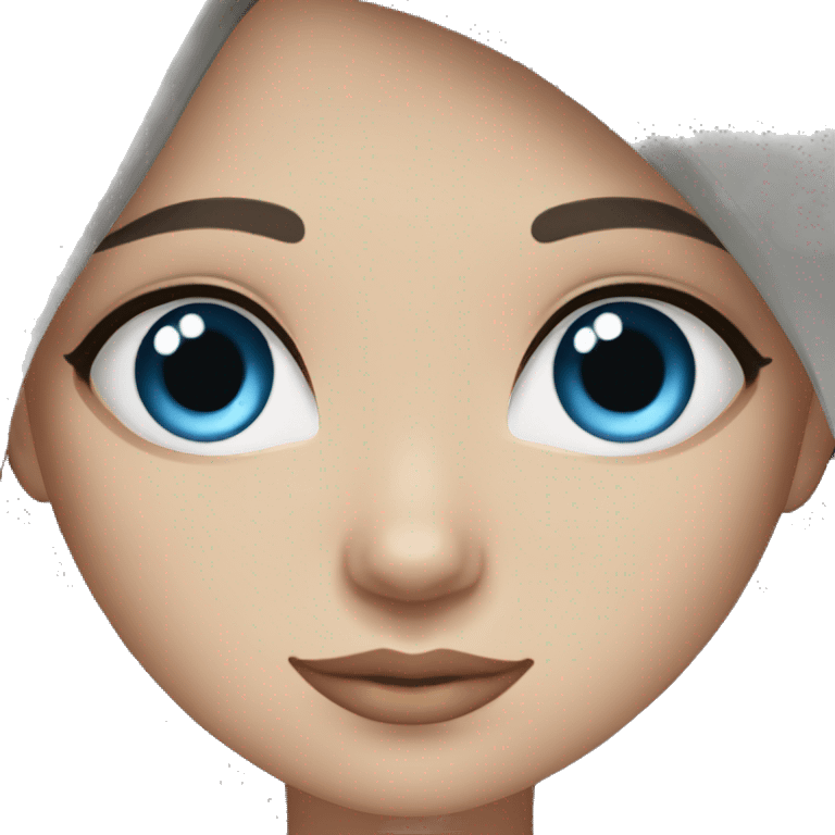 girl with straight dark brown hair and greyigh blue eyes and lashes emoji