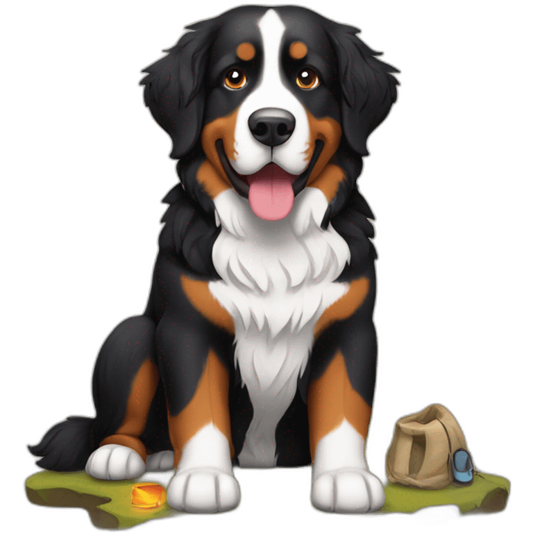 bernese mountain dog camping emoji